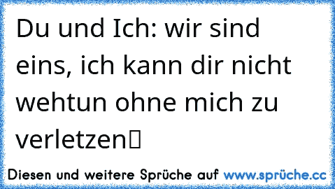 Du Und Ich Wir Sind Eins Ich Kann Dir Nicht Wehtun Ohne