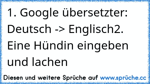 1. Google übersetzter: Deutsch -> Englisch
2. Eine Hündin eingeben und lachen