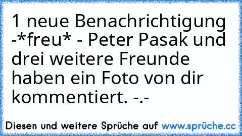 1 neue Benachrichtigung -*freu* - Peter Pasak und drei weitere Freunde haben ein Foto von dir kommentiert. -.-