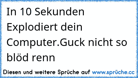 In 10 Sekunden Explodiert dein Computer.
Guck nicht so blöd renn