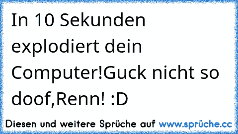 In 10 Sekunden explodiert dein Computer!
Guck nicht so doof,Renn! :D