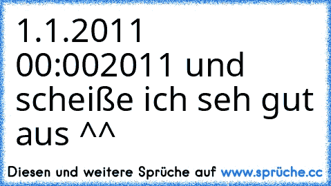 1.1.2011 00:00
2011 und scheiße ich seh gut aus ^^