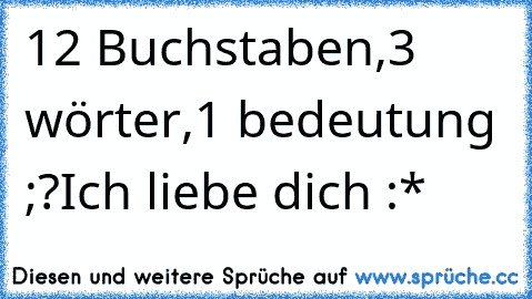 12 Buchstaben,3 wörter,1 bedeutung ;?Ich liebe dich :*