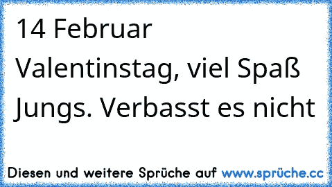 14 Februar Valentinstag, viel Spaß Jungs. Verbasst es nicht ♥