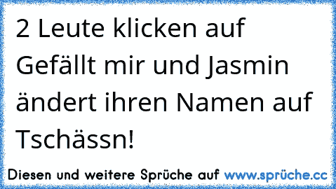 2 Leute klicken auf Gefällt mir und Jasmin ändert ihren Namen auf Tschässn!  ♫ ☂ ☯