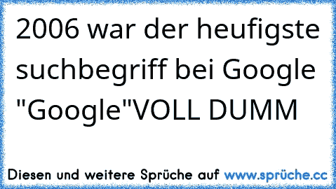 2006 war der heufigste suchbegriff bei Google "Google"
VOLL DUMM