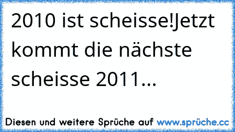 2010 ist scheisse!Jetzt kommt die nächste scheisse 2011...