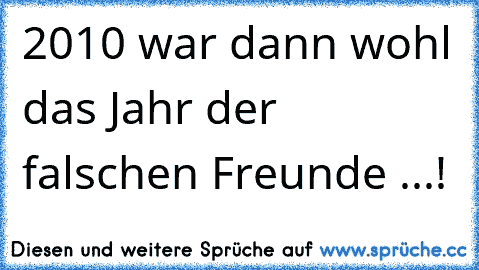 2010 war dann wohl das Jahr der falschen Freunde ...!