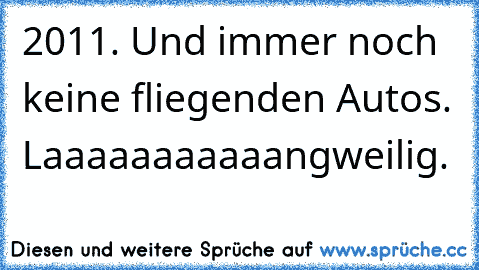 2011. Und immer noch keine fliegenden Autos. Laaaaaaaaaaangweilig.