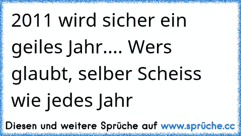 2011 wird sicher ein geiles Jahr.... Wers glaubt, selber Scheiss wie jedes Jahr