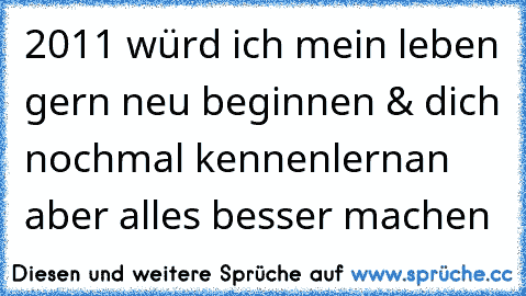 2011 würd ich mein leben gern neu beginnen & dich nochmal kennenlernan aber alles besser machen 