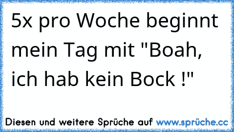 5x pro Woche beginnt mein Tag mit "Boah, ich hab kein Bock !"