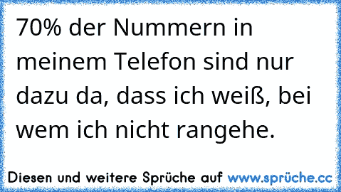 70% der Nummern in meinem Telefon sind nur dazu da, dass ich weiß, bei wem ich nicht rangehe.