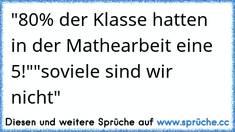 "80% der Klasse hatten in der Mathearbeit eine 5!"
"soviele sind wir nicht"