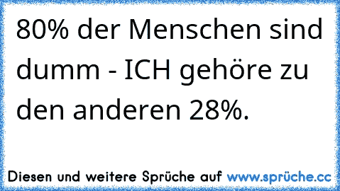 80% der Menschen sind dumm - ICH gehöre zu den anderen 28%.