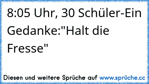 8:05 Uhr, 30 Schüler-Ein Gedanke:"Halt die Fresse"