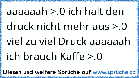 aaaaaah >.0 ich halt den druck nicht mehr aus >.0 viel zu viel Druck aaaaaah ich brauch Kaffe >.0