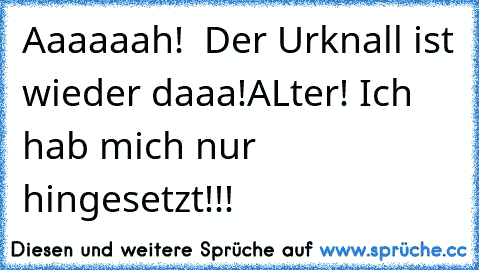 Aaaaaah!  Der Urknall ist wieder daaa!
ALter! Ich hab mich nur hingesetzt!!!