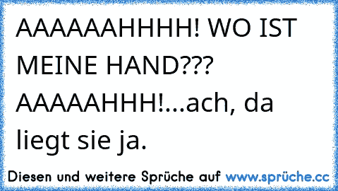 AAAAAAHHHH! WO IST MEINE HAND??? AAAAAHHH!
...ach, da liegt sie ja.