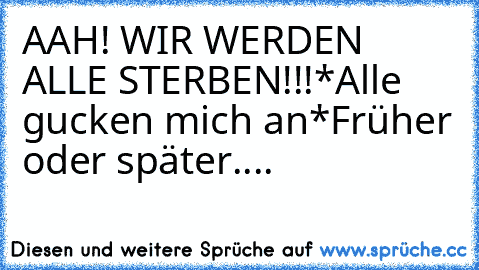 AAH! WIR WERDEN ALLE STERBEN!!!
*Alle gucken mich an*
Früher oder später....