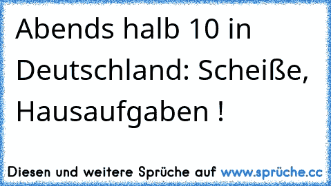 Abends halb 10 in Deutschland: 
Scheiße, Hausaufgaben !