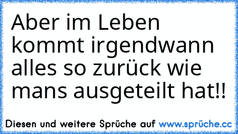 Aber im Leben kommt irgendwann alles so zurück wie mans ausgeteilt hat!!