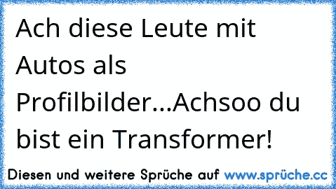 Ach diese Leute mit Autos als Profilbilder...
Achsoo du bist ein Transformer!