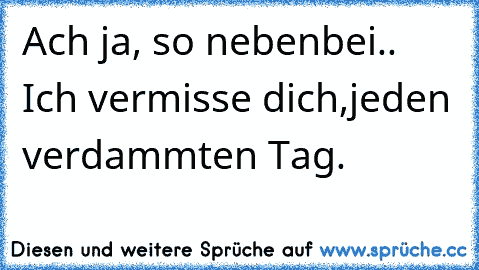 Ach ja, so nebenbei.. Ich vermisse dich,
jeden verdammten Tag.