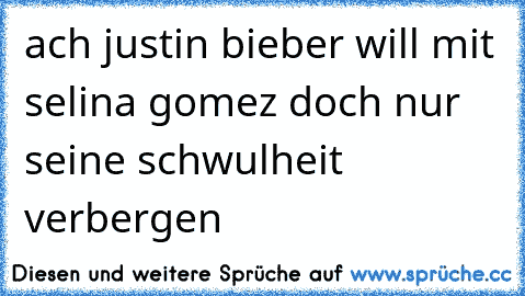 ach justin bieber will mit selina gomez doch nur seine schwulheit verbergen