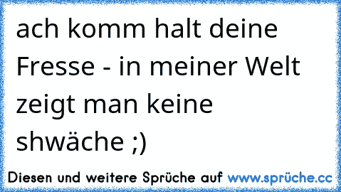 ach komm halt deine Fresse - in meiner Welt zeigt man keine shwäche ;)