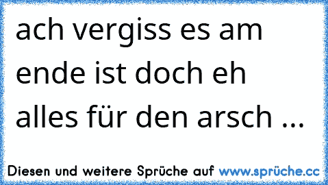 ach vergiss es am ende ist doch eh alles für den arsch ...