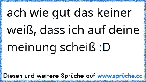 ach wie gut das keiner weiß, dass ich auf deine meinung scheiß :D