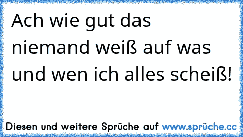 Ach wie gut das niemand weiß auf was und wen ich alles scheiß!