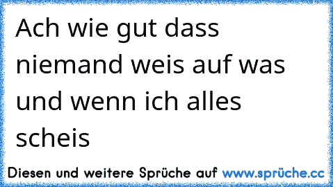 Ach wie gut dass niemand weis auf was und wenn ich alles scheis