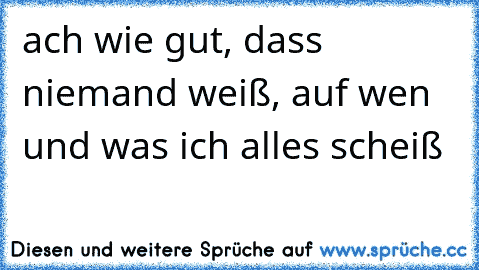 ach wie gut, dass niemand weiß, auf wen und was ich alles scheiß  ღ