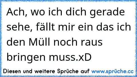 Ach, wo ich dich gerade sehe, fällt mir ein das ich den Müll noch raus bringen muss.
xD