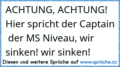 ACHTUNG, ACHTUNG! Hier spricht der Captain  der MS Niveau, wir sinken! wir sinken!