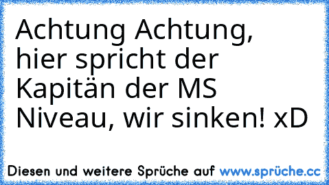 Achtung Achtung, hier spricht der Kapitän der MS Niveau, wir sinken! xD