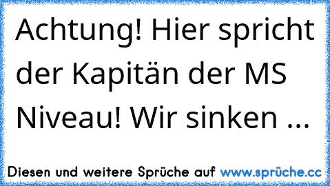 Achtung! Hier spricht der Kapitän der MS Niveau! Wir sinken ...