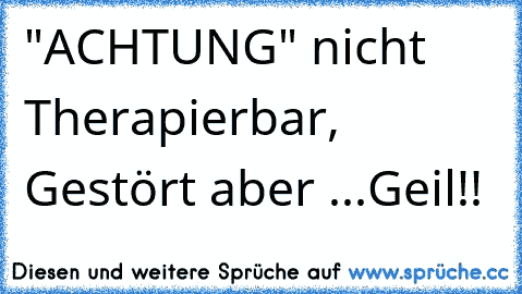 "ACHTUNG" nicht Therapierbar, Gestört aber ...Geil!!