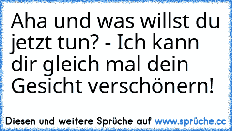 Aha und was willst du jetzt tun? - Ich kann dir gleich mal dein Gesicht verschönern!