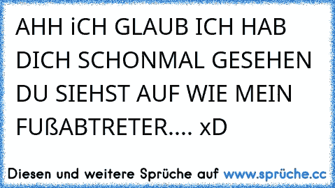 AHH iCH GLAUB ICH HAB DICH SCHONMAL GESEHEN DU SIEHST AUF WIE MEIN FUßABTRETER.... xD