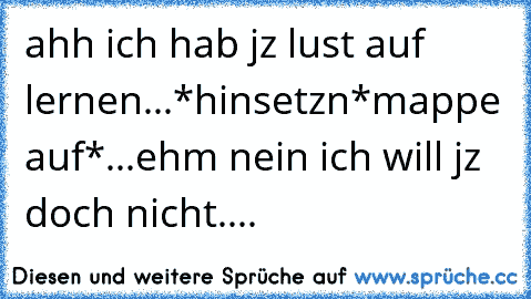 ahh ich hab jz lust auf lernen...*hinsetzn*mappe auf*...ehm nein ich will jz doch nicht....