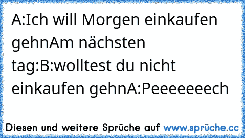 A:Ich will Morgen einkaufen gehn
Am nächsten tag:B:wolltest du nicht einkaufen gehn
A:Peeeeeeech