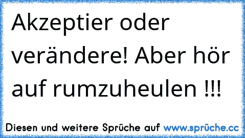 Akzeptier oder verändere! Aber hör auf rumzuheulen !!!