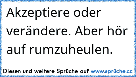 Akzeptiere oder verändere. Aber hör auf rumzuheulen.