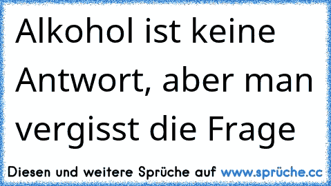 Alkohol ist keine Antwort, aber man vergisst die Frage