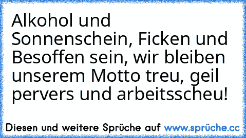 Alkohol und Sonnenschein, Ficken und Besoffen sein, wir bleiben unserem Motto treu, geil pervers und arbeitsscheu!