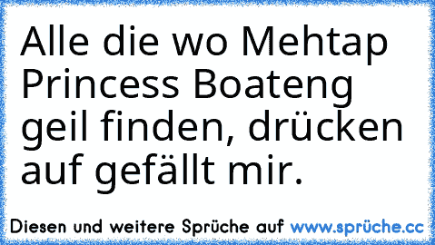 Alle die wo Mehtap Princess Boateng geil finden, drücken auf gefällt mir.