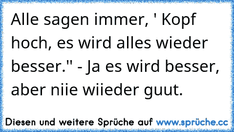 Alle sagen immer, ´' Kopf hoch, es wird alles wieder besser.'' - Ja es wird besser, aber niie wiieder guut.